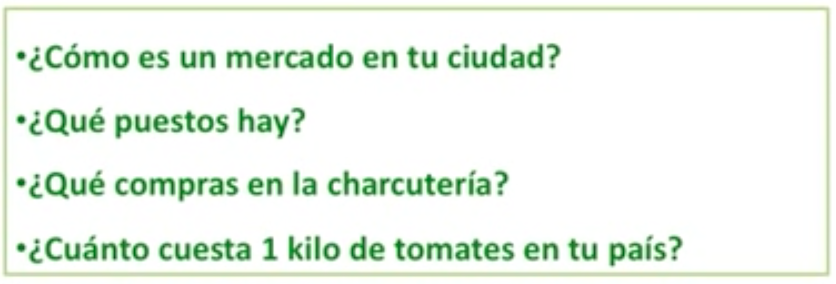 alimentos y mercado en español